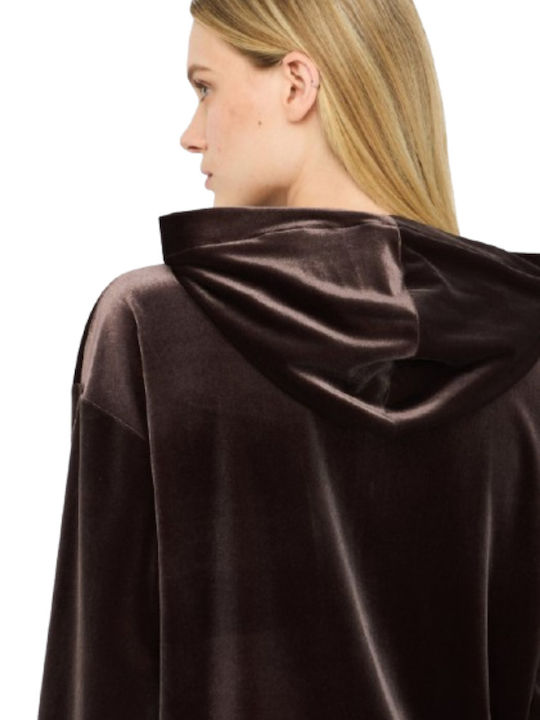 Women's Sweatshirt Jacket Hooded Brown