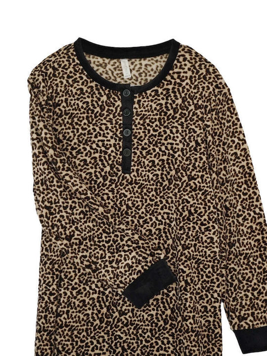 Ustyle Winter Women's Nightdress Brown