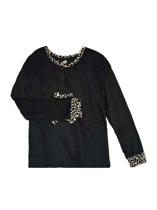 Ustyle Winter Women's Pyjama Set Black