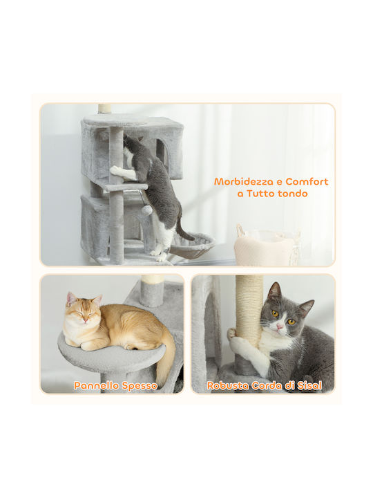 Pawhut 140 Cm Cat Tree Multiple Levels Sisal Scratching Posts Caves Platforms Plush Hammock Ladder Toy Balls