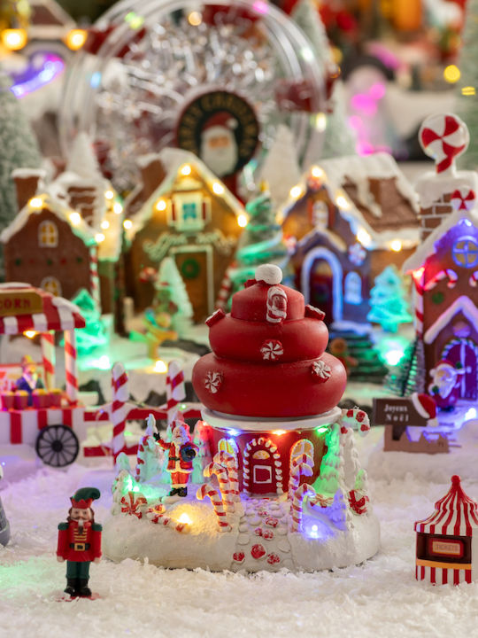 Christmas Illuminated Decorative Village White with Battery with Movement 17.8x17.5x14cm.