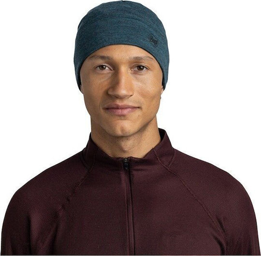 Merino Beanie Unisex Σκούφος Πλεκτός σε Μπλε χρώμα