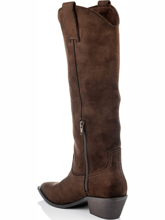 Cowboy Boots with Zipper Brown