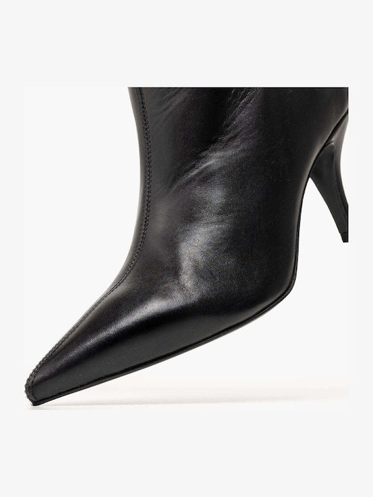Schwarze Damenstiefel aus Leder Über dem Knie