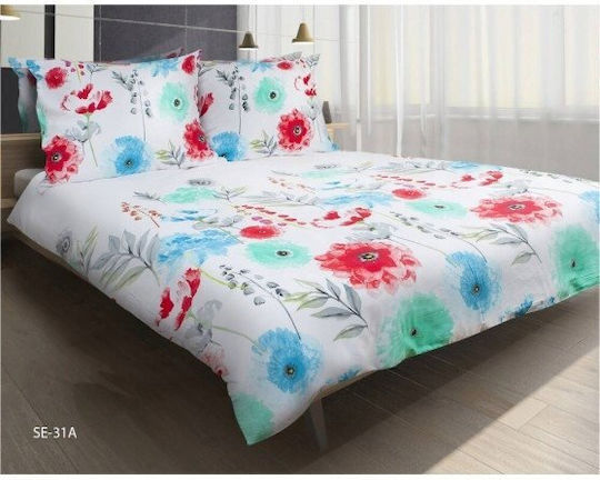 Matex Σετ Παπλωματοθήκη Μονή με Μαξιλαροθήκη 140x200cm Πολύχρωμη