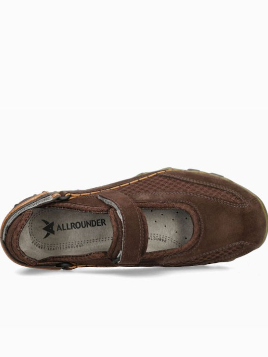 Lederne Damen Ballerinas mit Riemen in Braun Farbe