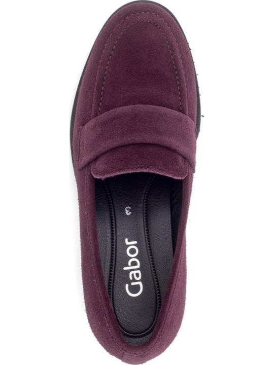 Leather Women's Moccasins in Burgundy Color