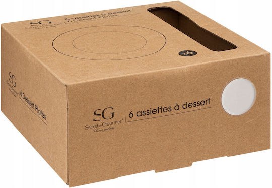 Secret de Gourmet Plate Desert made of Porcelain White with Diameter 20cm 6pcs