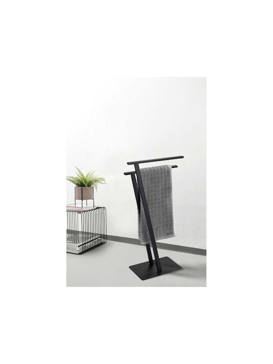 Wenko Double Wall-Mounted Bathroom Rail with Screws 40x76.5cm Inox Black