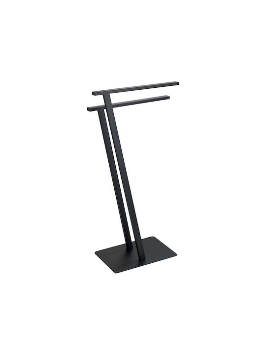 Wenko Double Wall-Mounted Bathroom Rail with Screws 40x76.5cm Inox Black