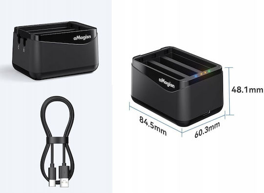 Usb Charger 3x Battery Insta360 X5 Insta360 X5 Amagisn Tbd06060566 Pf12