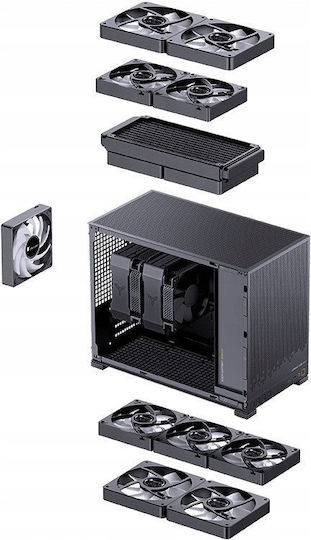 Jonsbo D32 STD Геймърска Мини Кула Компютърна Кутия с Страничен Прозорец Черна