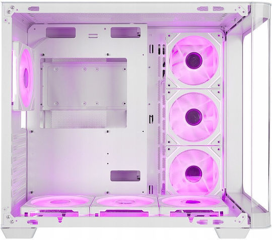 Rampage Loopy Геймърско бюро Midi Tower Компютърна кутия със страничен прозорец и ARGB осветление Бял