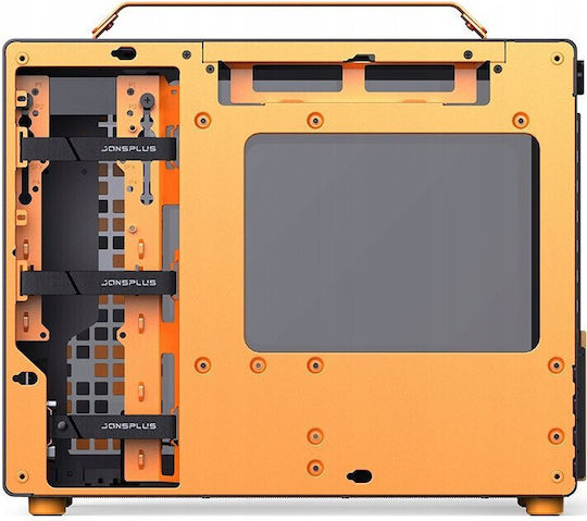 Jonsplus Z20 Gaming Mini-Turm Computergehäuse mit Seitenfenster Schwarz / Orange