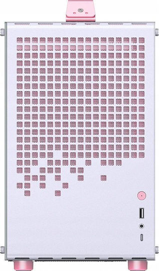 Jonsplus Z20 Gaming Mini Tower Κουτί Υπολογιστή με Πλαϊνό Παράθυρο White/Pink