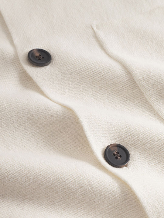 Men's Knitted Cardigan with Buttons Off White