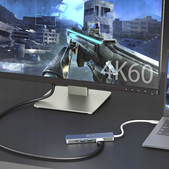 J5create JCD390 USB-C Docking Station με HDMI 4K PD Γκρι