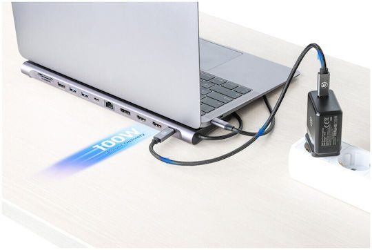 Manhattan USB-C Docking Station με HDMI/DisplayPort 4K PD Ethernet (190305)