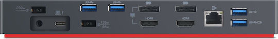 Lenovo ThinkPad Gen 2 Thunderbolt 3 Docking Station με HDMI/DisplayPort 4K PD Ethernet και σύνδεση 2 Οθονών Μαύρο