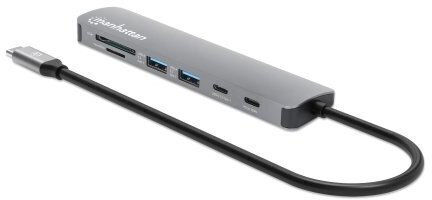 Manhattan USB-C Docking Station με HDMI 4K PD Ethernet Γκρι (190442)