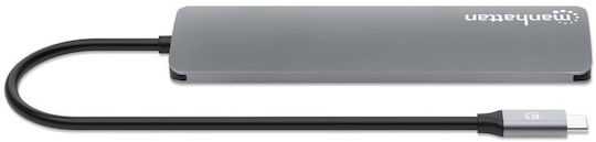 Manhattan USB-C Docking Station με HDMI 4K PD Ethernet Γκρι (190442)