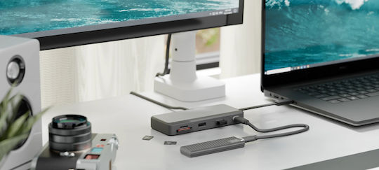 Alogic Fusion USB-C Docking Station με HDMI Ethernet και σύνδεση 2 Οθονών Ασημί