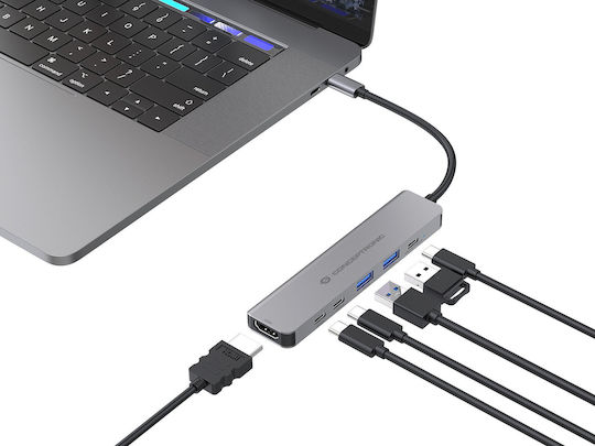 Conceptronic USB-C Docking Station με HDMI 4K PD Γκρι (DONN33G)