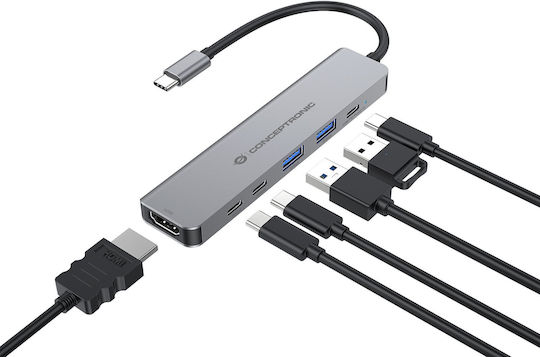 Conceptronic USB-C Docking Station με HDMI 4K PD Γκρι (DONN33G)
