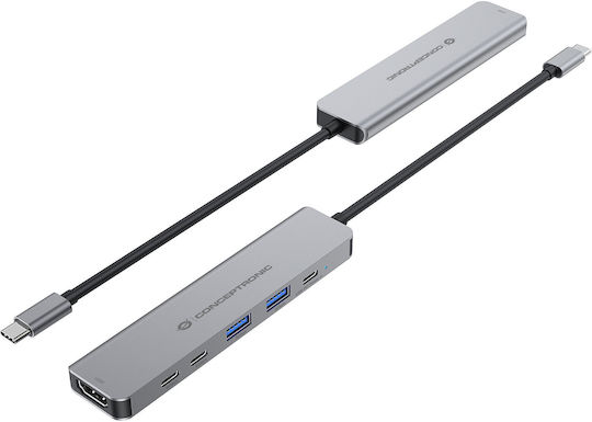 Conceptronic USB-C Docking Station με HDMI 4K PD Γκρι (DONN33G)