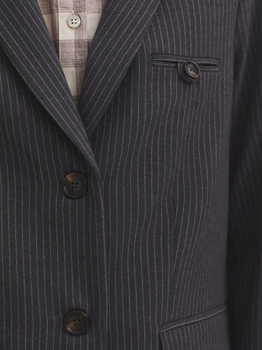 Nice Things Damen Gekreuzt Blazer Grey