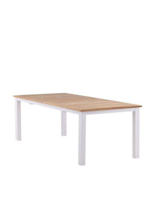 Garden & Terrace Table Teak with Metal Frame Dallas Light Wood Shade White 100x75cm