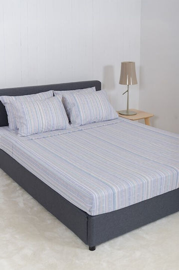 Naf Naf Summit Σετ Σεντόνια King Size με Λάστιχο 240x270εκ. Blue (4τμχ)