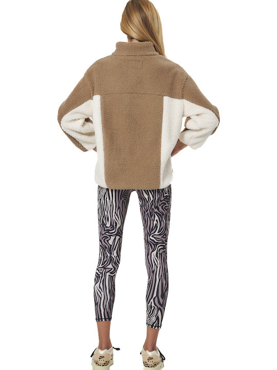 Jachetă de damă cu Fermoar Beige Ecru