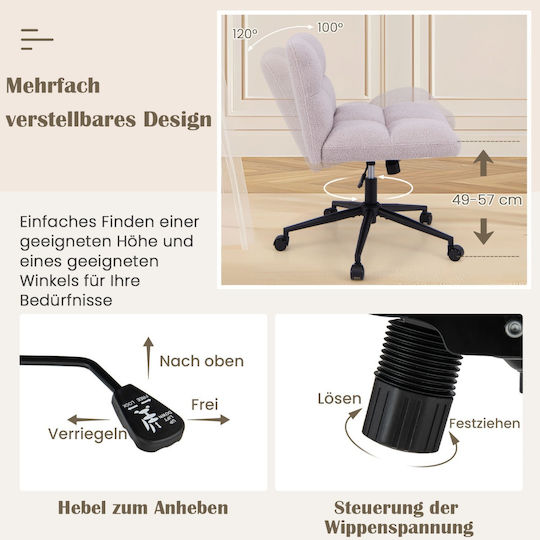 Costway Stuhl Büro mit Verstellbaren Armen Light Grey