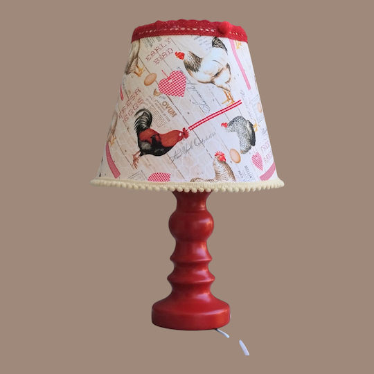 Oxygen Chicken Rooster Table Lamp for Bedside E27 with Red Shade and Base