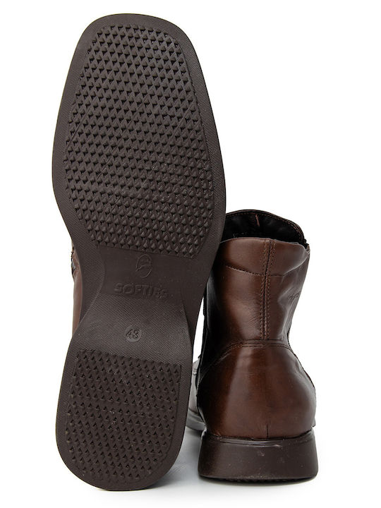 Leather Tabac Brown Men's Boots with Zipper