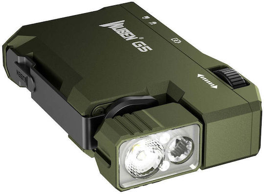 Wuben G5 Edc Led Hand Flashlight 400 Lumens 180° Head With Magnet Military Green