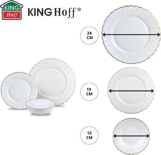 KING Hoff Geschirrset Glas Weiß 18Stück