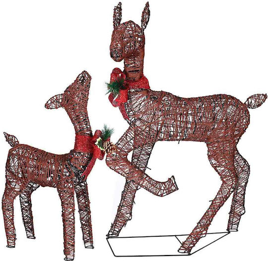 Bakaji Bakaji Family of 3 Christmas Lighted Reindeer 600 LED Warm White Knitted Rope Outdoor