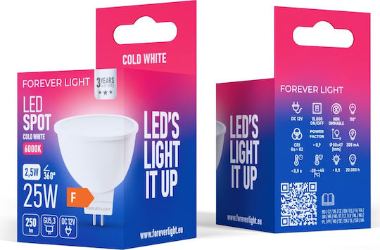 Forever Light Bulb LED крушка 2.5W за фасунга GU5.3 и форма MR16 Хладно бяло 250лм