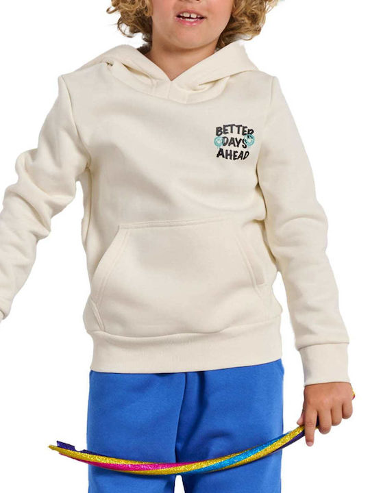 Kids Sweatshirt with Hood and Pockets Beige Sweater