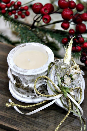 Gerakis Christmas White Candle 11x8.7cm