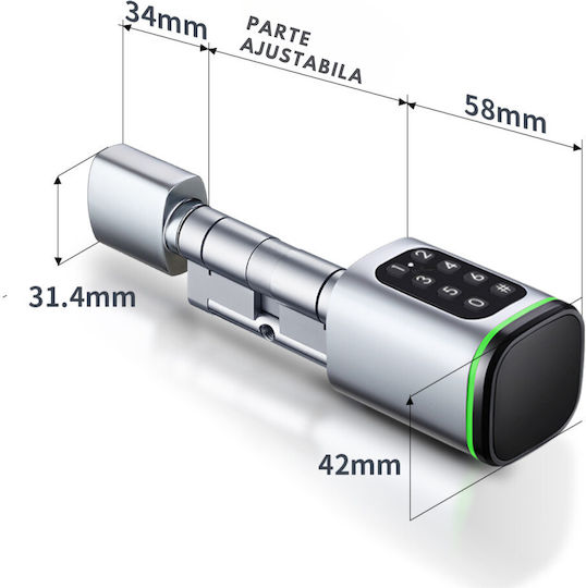 Smart Cylindrical Lock Core Smart Lock 5 Locking Modes Fingerprint Mobile App Mechanical Key Card Access Code Remote Control Perfect Airbnb Hotels Chrome
