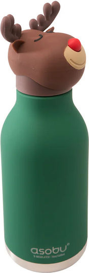 Asobu Stainless Steel Kids Water Bottle Thermos with Straw Asobu Bestie Reindeer 460ml