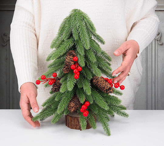 Decorațiune de Crăciun Lemn Braduleț Morus Aspect natural 40cm. Verde