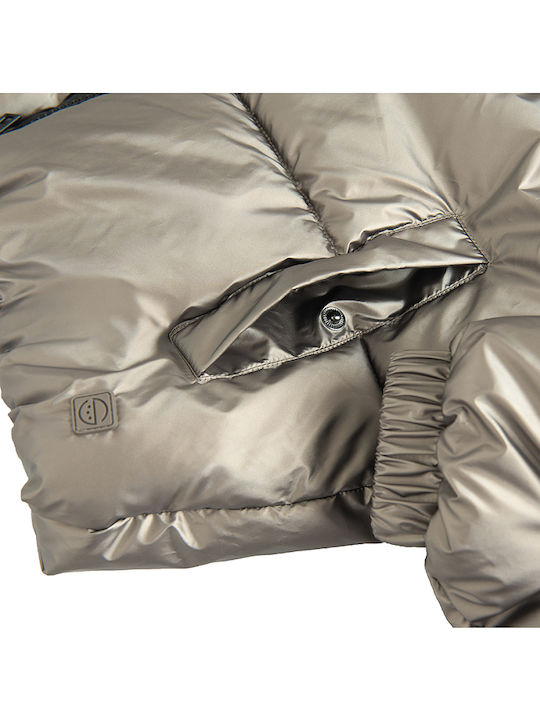 Kids' Quilted Jacket with Hood Gold/Silver
