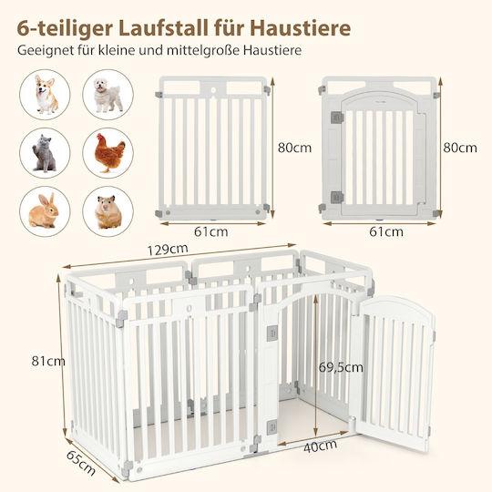 Costway Foldable Park Dog in White Color 12 x 12 x 81cm