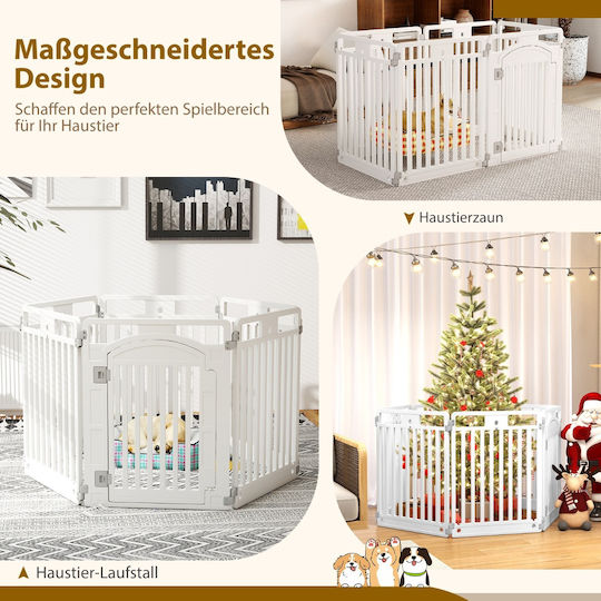 Costway Foldable Park Dog in White Color 12 x 12 x 81cm