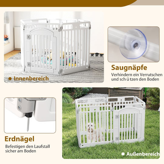 Costway Foldable Park Dog in White Color 12 x 12 x 81cm