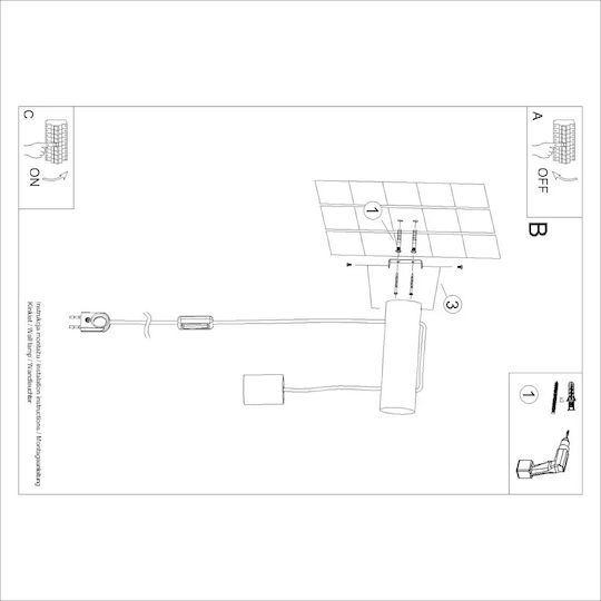 Sollux Classic Lamp Wall with Socket E27 and Switch White